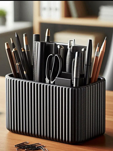 Schwarze stiftebox geriffelt - stiftebox,